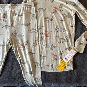 NWT Lot of 2 Carter's Sage Green Dino Pajama Set - Muted Multi Dino Print